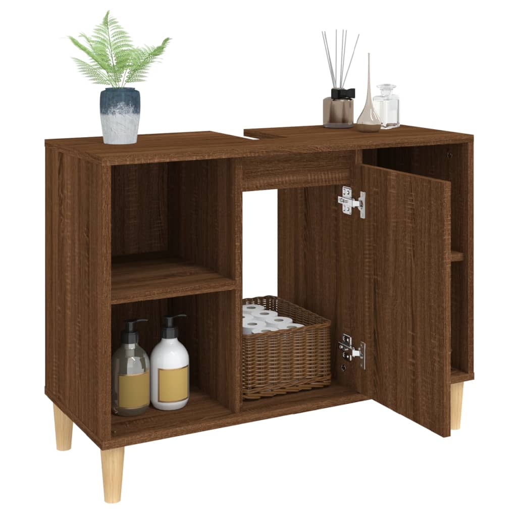 vidaXL Sink Cabinet Brown Oak 80x33x60 cm Engineered Wood