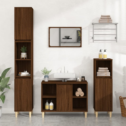 vidaXL Sink Cabinet Brown Oak 80x33x60 cm Engineered Wood