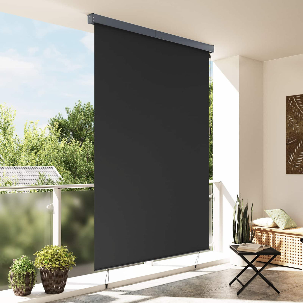 Roller Blind Fabric and Aluminum 180 x 250 cm Anthracite