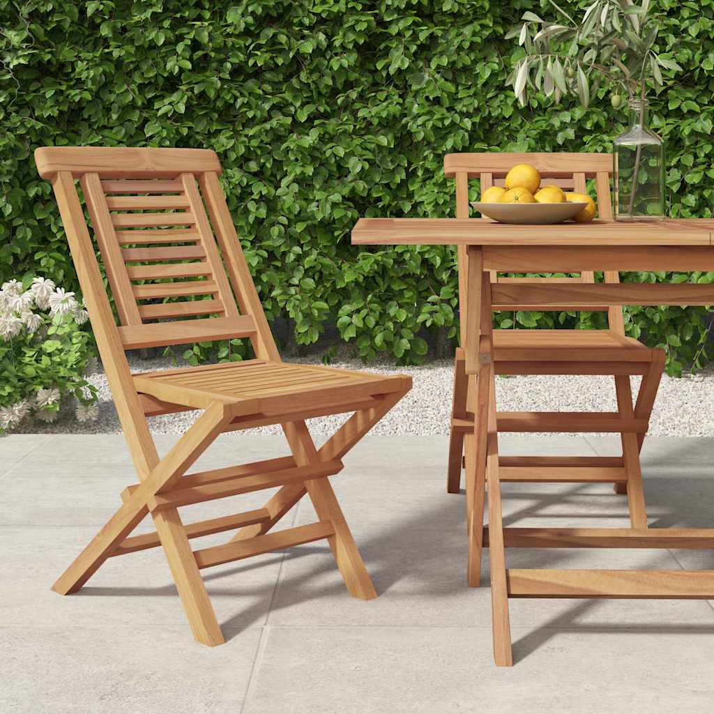 vidaXL Folding Chairs 47x63x90 cm Solid Wood Teak