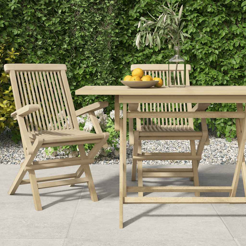 Folding Chairs Grey 56x61x89 cm Solid Wood Teak 2
