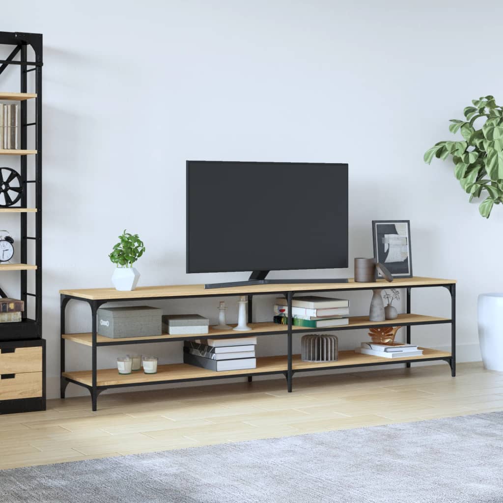 TV Cabinet 180x30x50 cm Engineered Wood and Metal Sonoma oak 200 cm