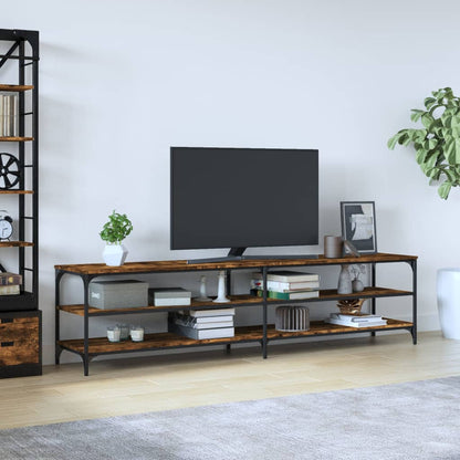 TV Cabinet 180x30x50 cm Engineered Wood and Metal Smoked oak 200 cm