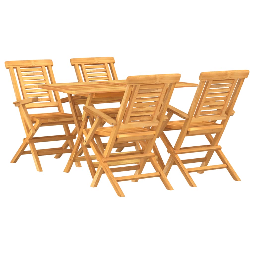 vidaXL 5 Piece Garden Dining Set Solid Wood Teak 2