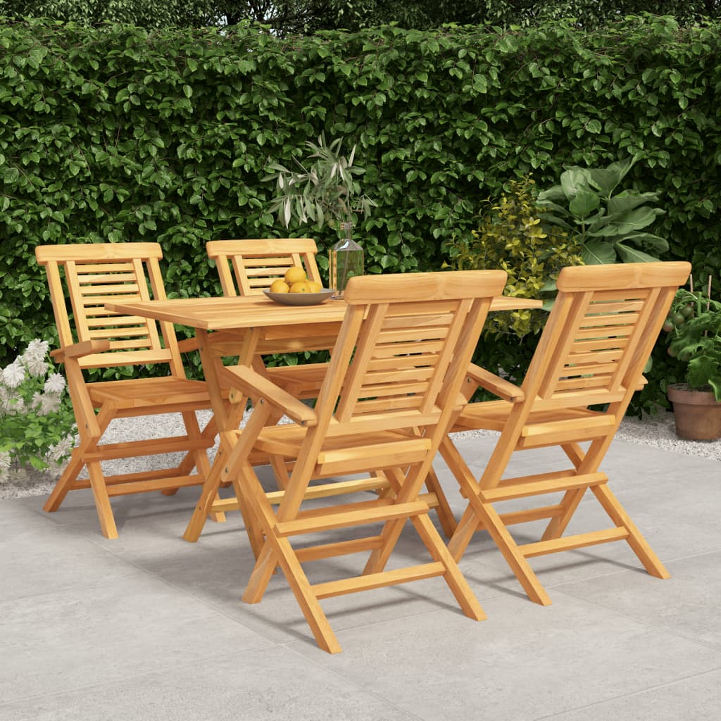 vidaXL 5 Piece Garden Dining Set Solid Wood Teak 1