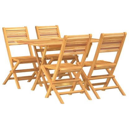 5 Piece Garden Dining Set Solid Wood Teak Without armrest 4