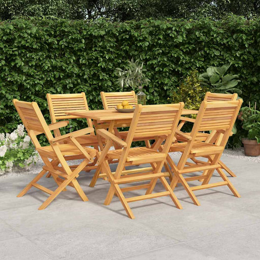 5 Piece Garden Dining Set Solid Wood Teak With armrest 6