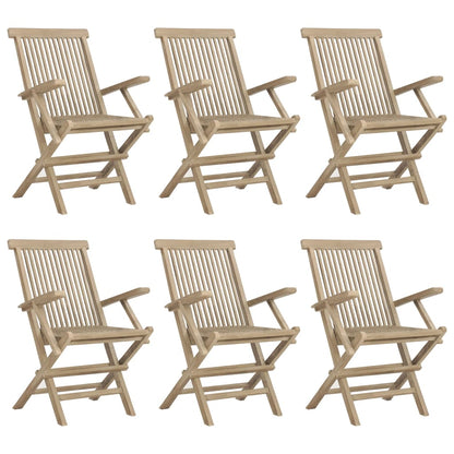 vidaXL 7 Piece Garden Dining Set Grey Solid Wood Teak 4