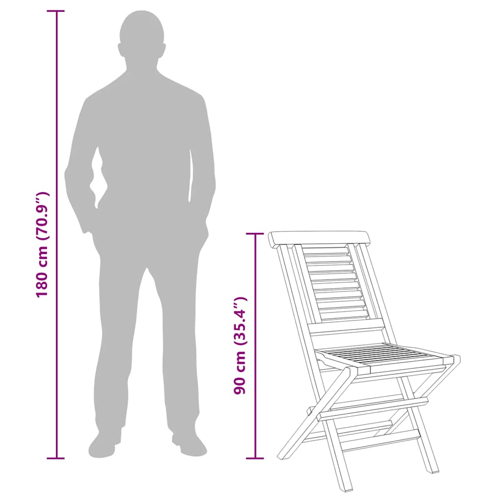 vidaXL Folding Chairs 8 pcs 47x63x90 cm Solid Wood Teak 6