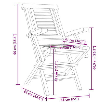 vidaXL Folding Chairs 6 pcs 56x63x90 cm Solid Wood Teak 5
