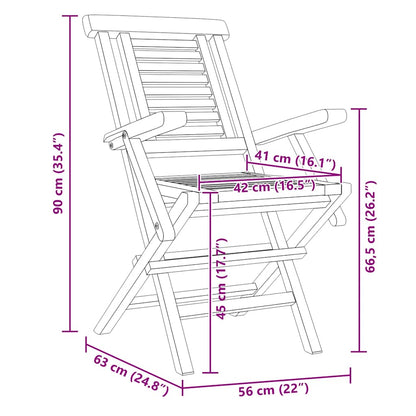 vidaXL Folding Chairs 8 pcs 56x63x90 cm Solid Wood Teak 5
