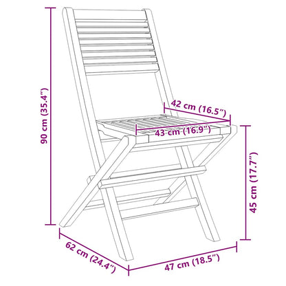 vidaXL Folding Chairs 8 pcs 47x62x90 cm Solid Wood Teak 5