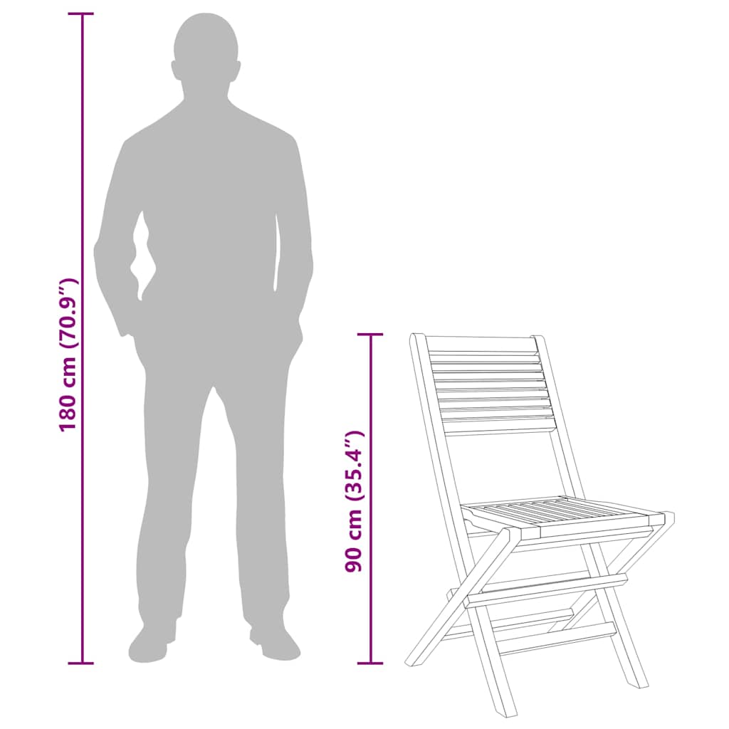 vidaXL Folding Chairs 8 pcs 47x62x90 cm Solid Wood Teak 6