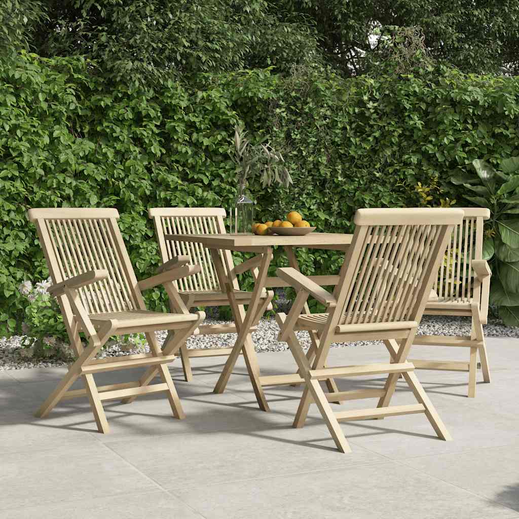 Folding Chairs Grey 56x61x89 cm Solid Wood Teak 4
