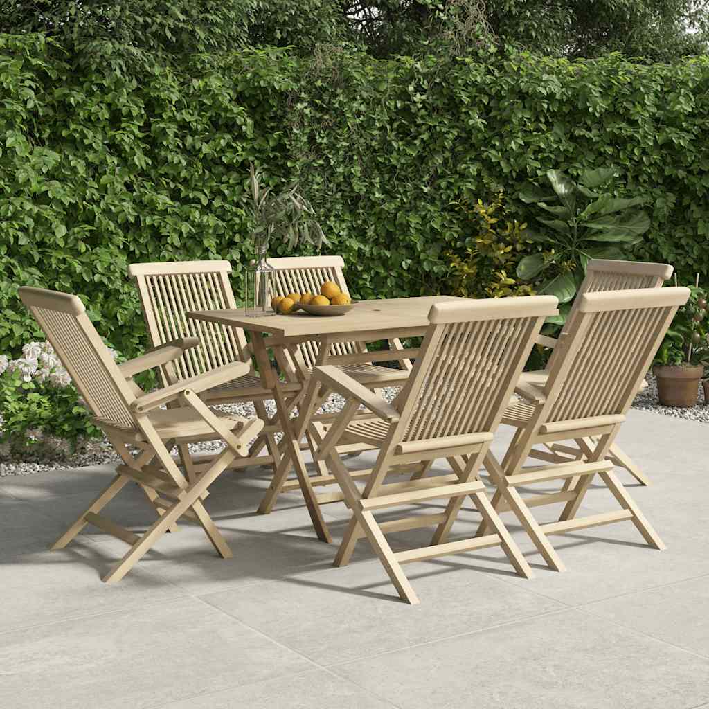Folding Chairs Grey 56x61x89 cm Solid Wood Teak 6