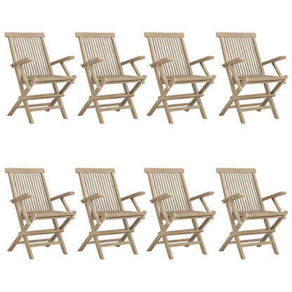 Folding Chairs Grey 56x61x89 cm Solid Wood Teak 8