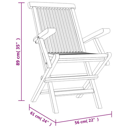 vidaXL Folding Chairs 8 pcs Grey 56x61x89 cm Solid Wood Teak 5