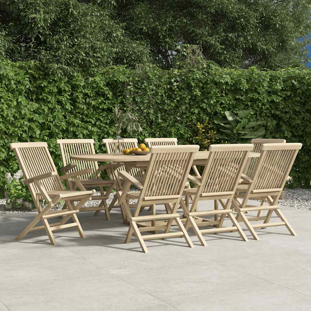 Folding Chairs Grey 56x61x89 cm Solid Wood Teak 8