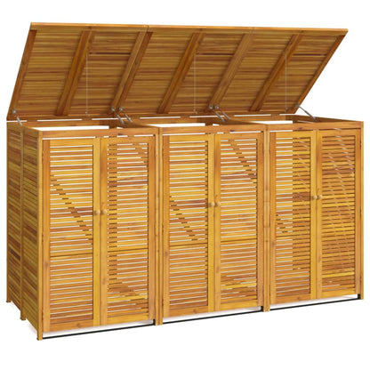 vidaXL Triple Garbage Bin Shed 210x89x117 cm Solid Wood Acacia 2