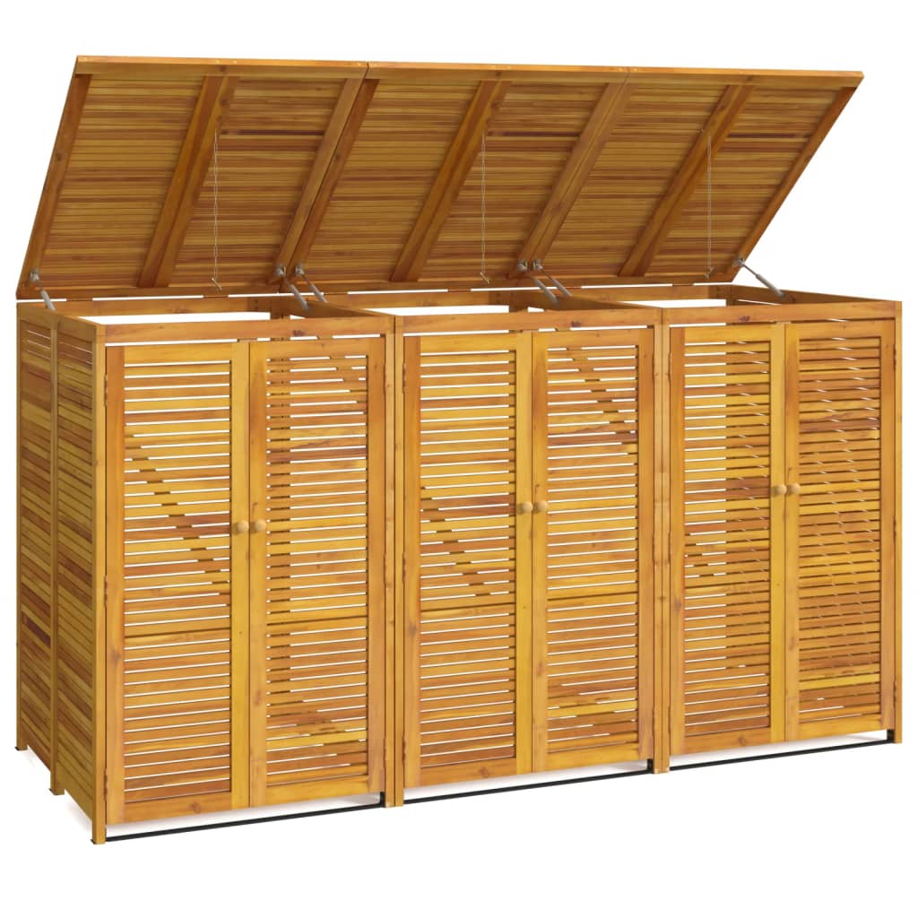 Single Garbage Bin Shed 70x89x117 cm Solid Wood Acacia 3 bins