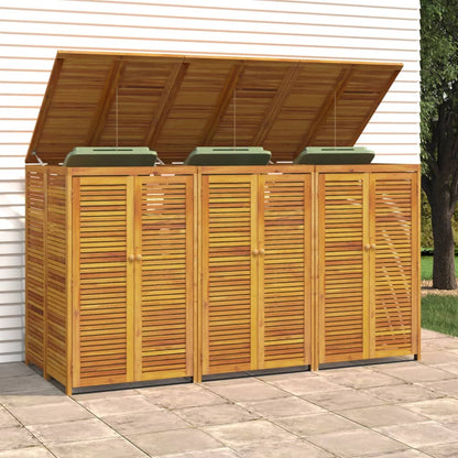 Single Garbage Bin Shed 70x89x117 cm Solid Wood Acacia 3 bins