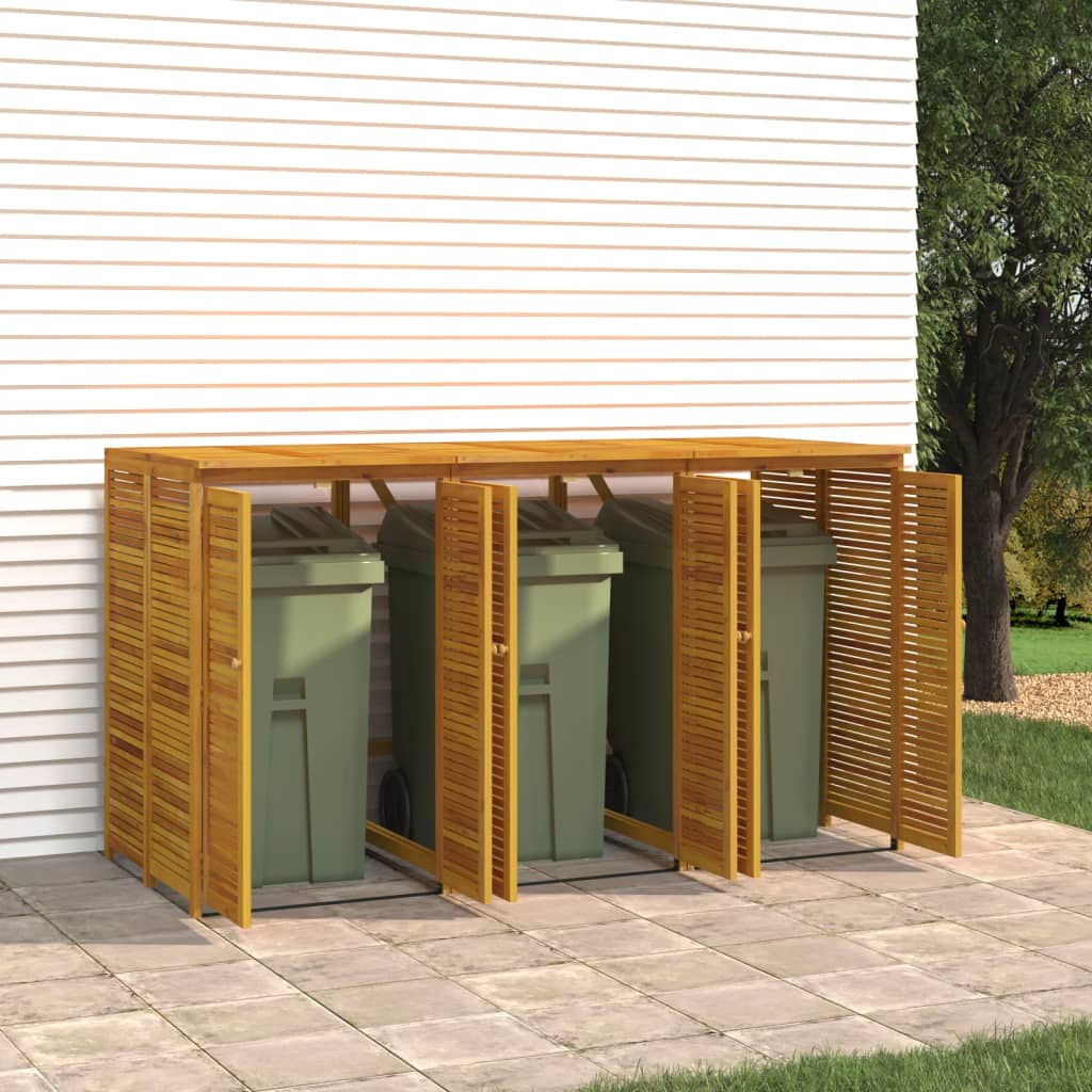 vidaXL Triple Garbage Bin Shed 210x89x117 cm Solid Wood Acacia 4