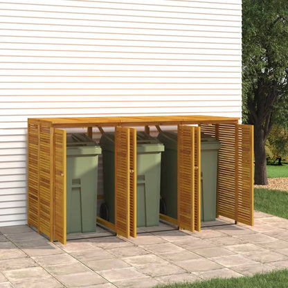 vidaXL Triple Garbage Bin Shed 210x89x117 cm Solid Wood Acacia 4