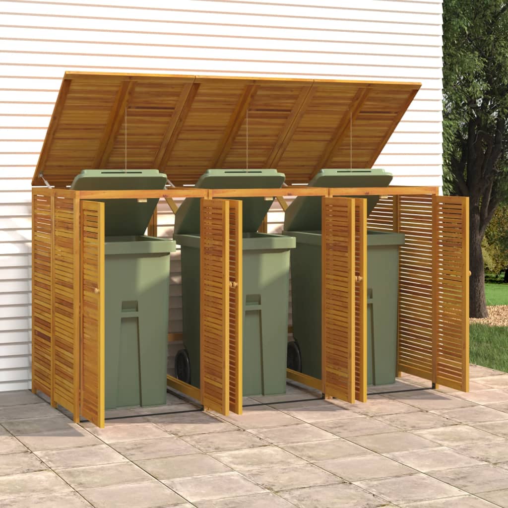 vidaXL Triple Garbage Bin Shed 210x89x117 cm Solid Wood Acacia 1