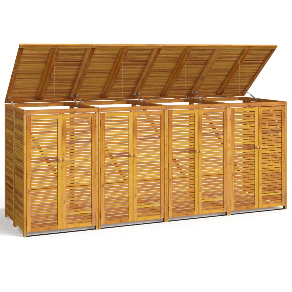 vidaXL Quadruple Garbage Bin Shed 280x89x117 cm Solid Wood Acacia 2