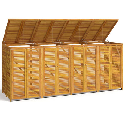 vidaXL Quadruple Garbage Bin Shed 280x89x117 cm Solid Wood Acacia 2