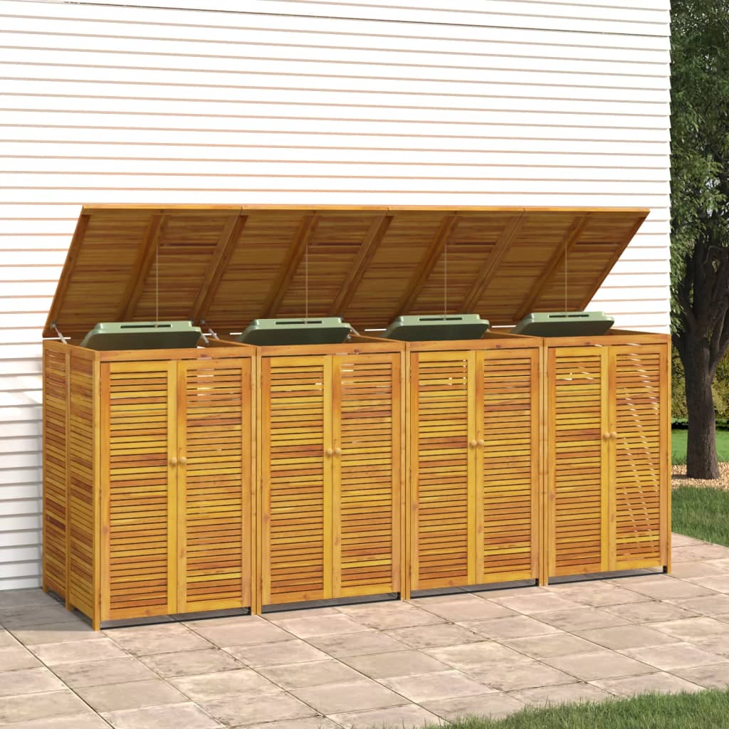 vidaXL Quadruple Garbage Bin Shed 280x89x117 cm Solid Wood Acacia 4