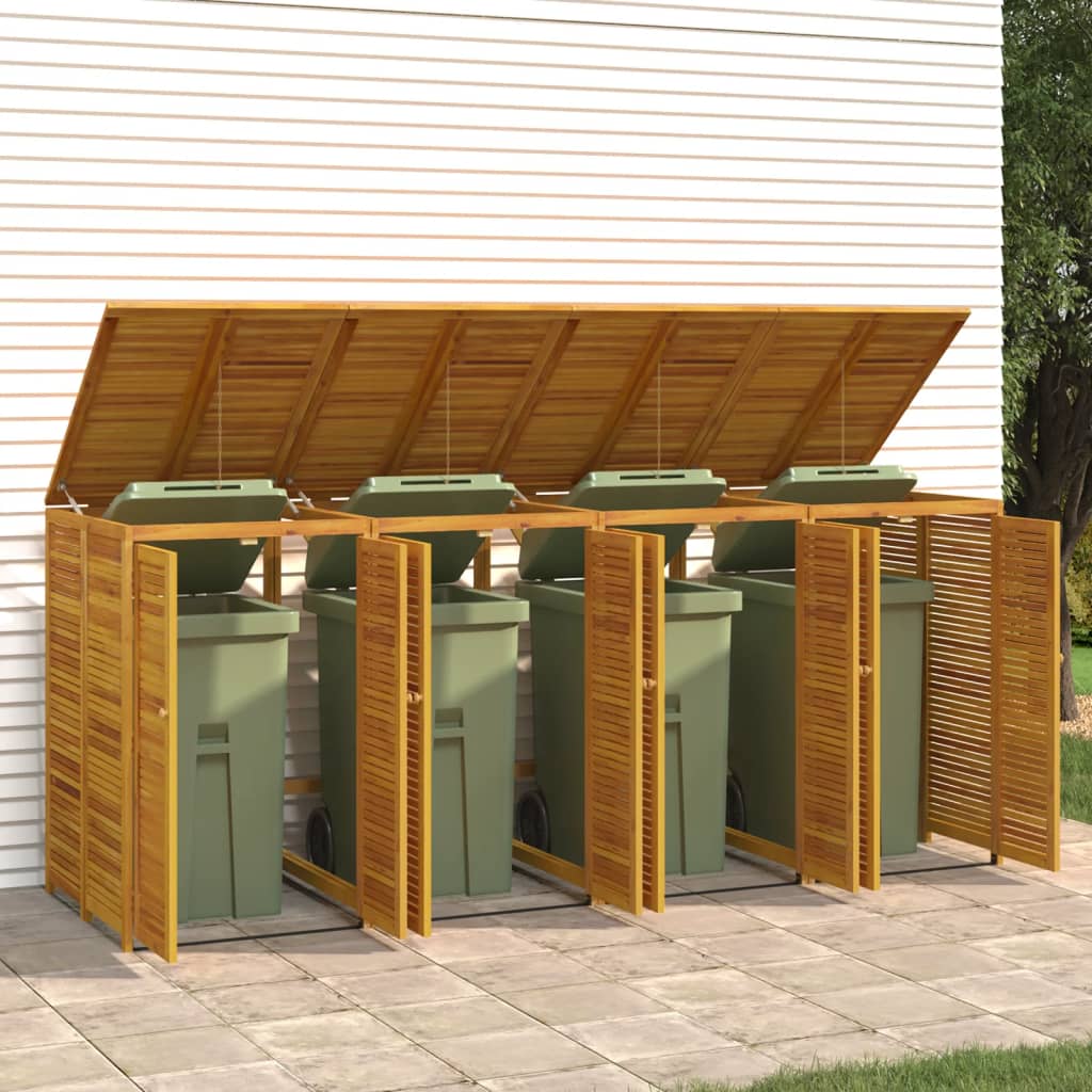 vidaXL Quadruple Garbage Bin Shed 280x89x117 cm Solid Wood Acacia 1