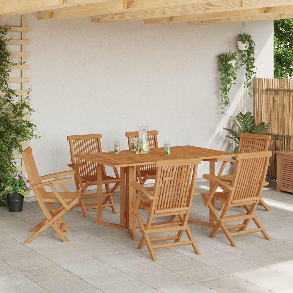 vidaXL Garden Dining Set 7 pcs Brown Solid Teak Wood