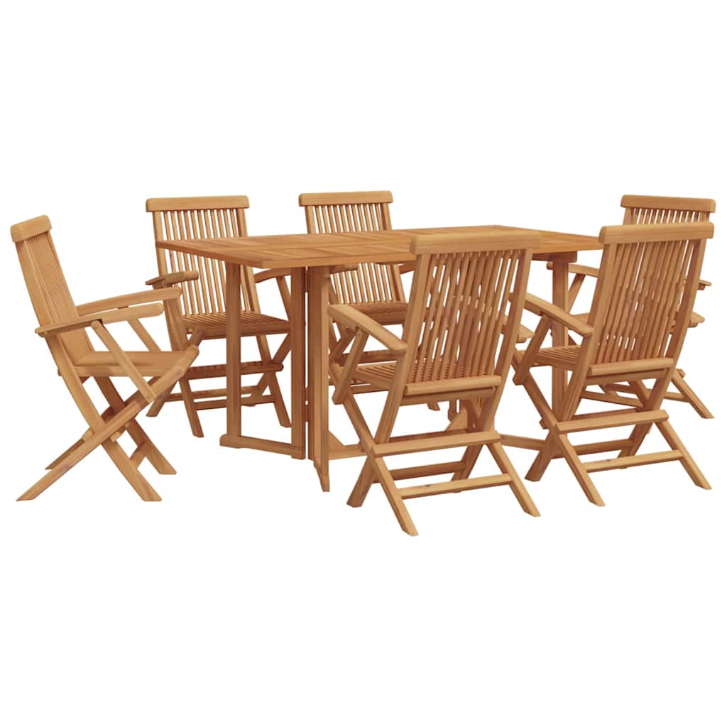 vidaXL Garden Dining Set 7 pcs Brown Solid Teak Wood 2