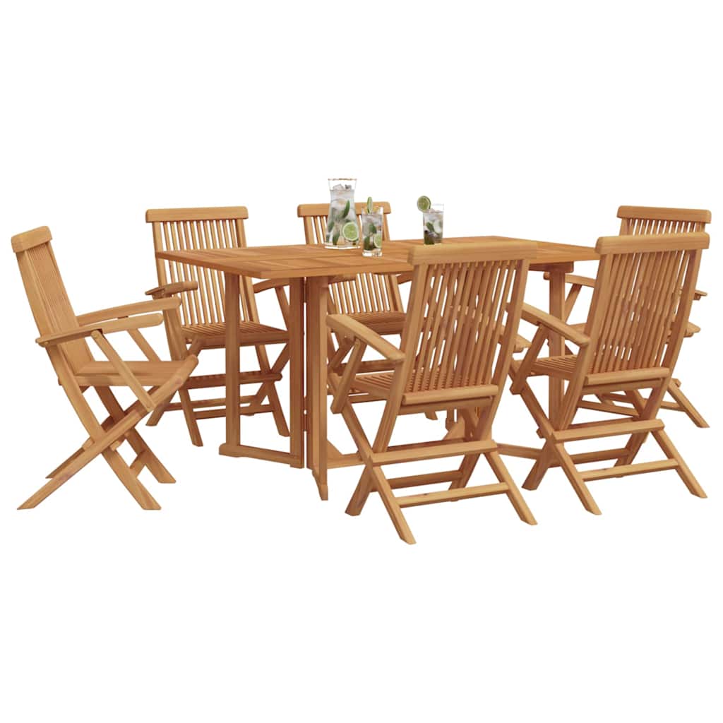 vidaXL Garden Dining Set 7 pcs Brown Solid Teak Wood 3