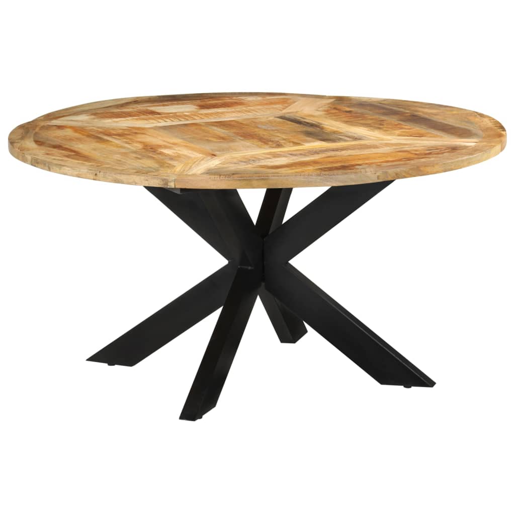vidaXL Dining Table Ø150x76 cm Solid Rough Wood Mango 6