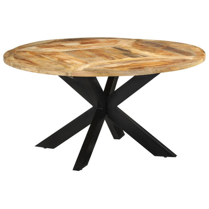 vidaXL Dining Table Ø150x76 cm Solid Rough Wood Mango 6