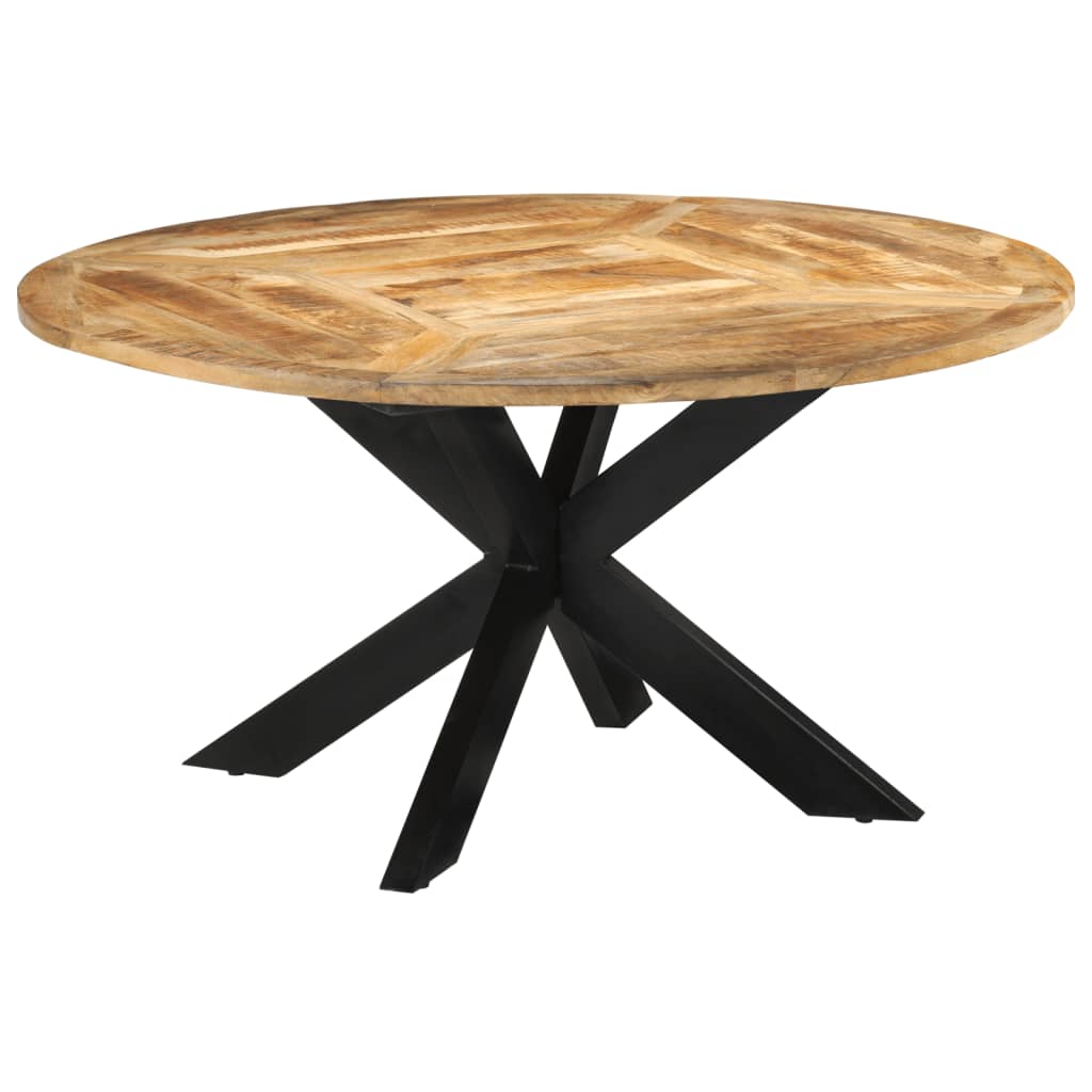 vidaXL Dining Table Ø150x76 cm Solid Rough Wood Mango 4