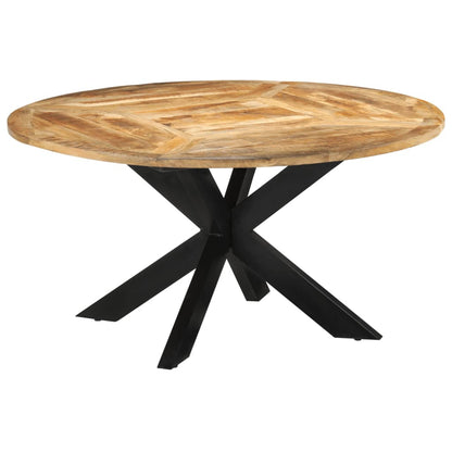 vidaXL Dining Table Ø150x76 cm Solid Rough Wood Mango 4