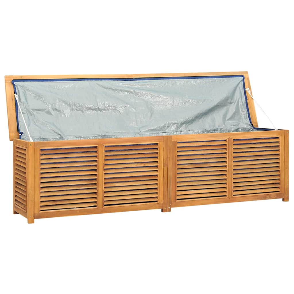 Garden Storage Box with Bag Solid Wood Teak 200 cm 55 cm