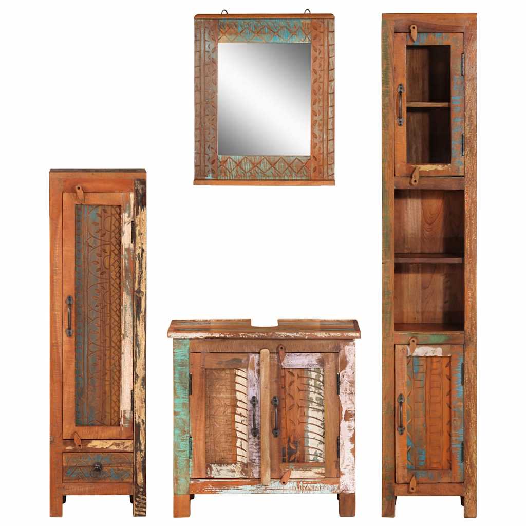 vidaXL 4 Piece Bathroom Furniture Set Solid Wood Reclaimed 2