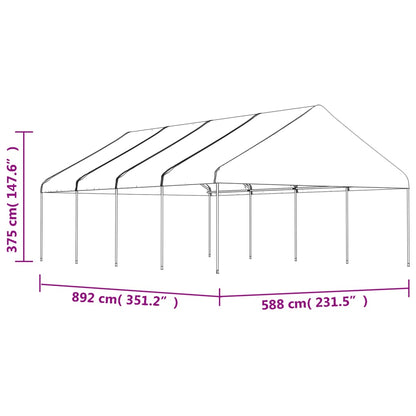 vidaXL Gazebo with Roof White 8.92x5.88x3.75 m Polyethylene 5