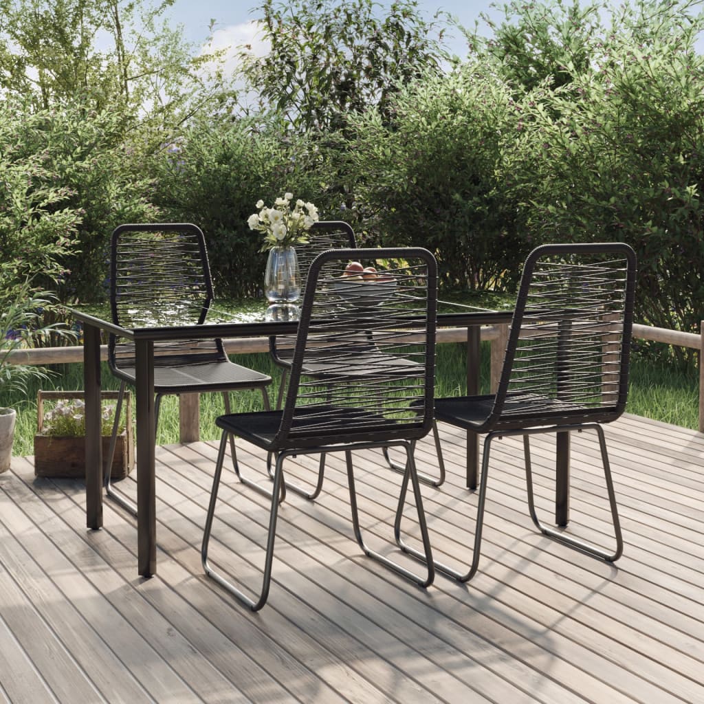 5 Piece Garden Dining Set Black 160 cm table length 4