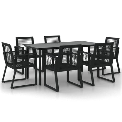 vidaXL 7 Piece Garden Dining Set Black PVC Rattan 2
