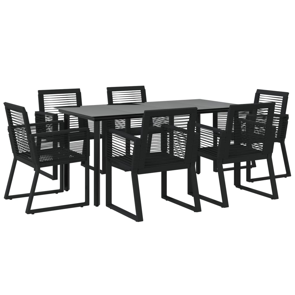 vidaXL 7 Piece Garden Dining Set Black PVC Rattan 3