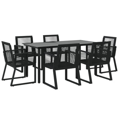 vidaXL 7 Piece Garden Dining Set Black PVC Rattan 3