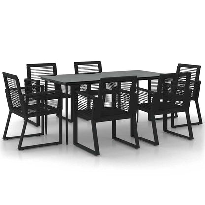 vidaXL 7 Piece Garden Dining Set Black PVC Rattan 2