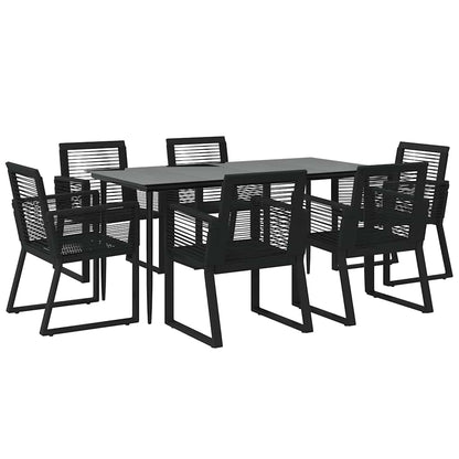vidaXL 7 Piece Garden Dining Set Black PVC Rattan 3