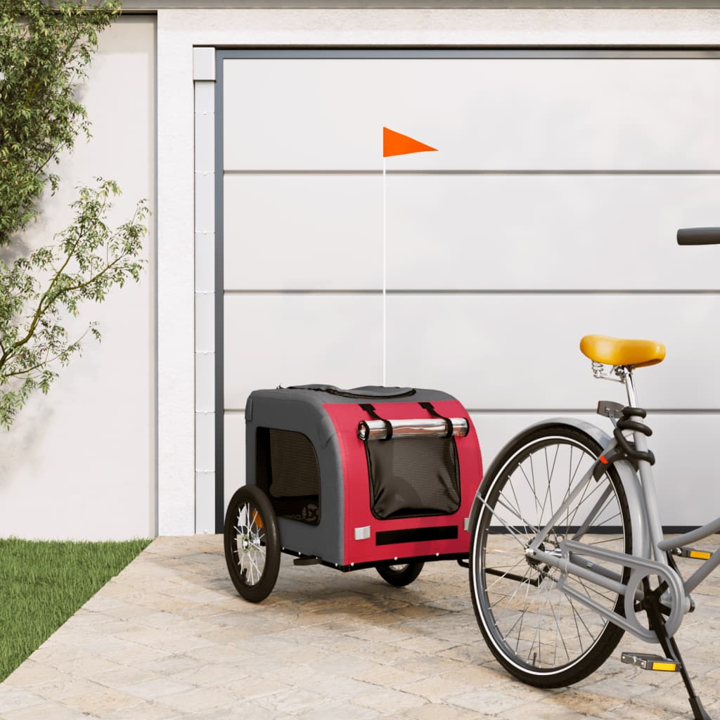 Pet Bike Trailer with Storage and Grey Width 125 cm Red 66 cm 64 cm