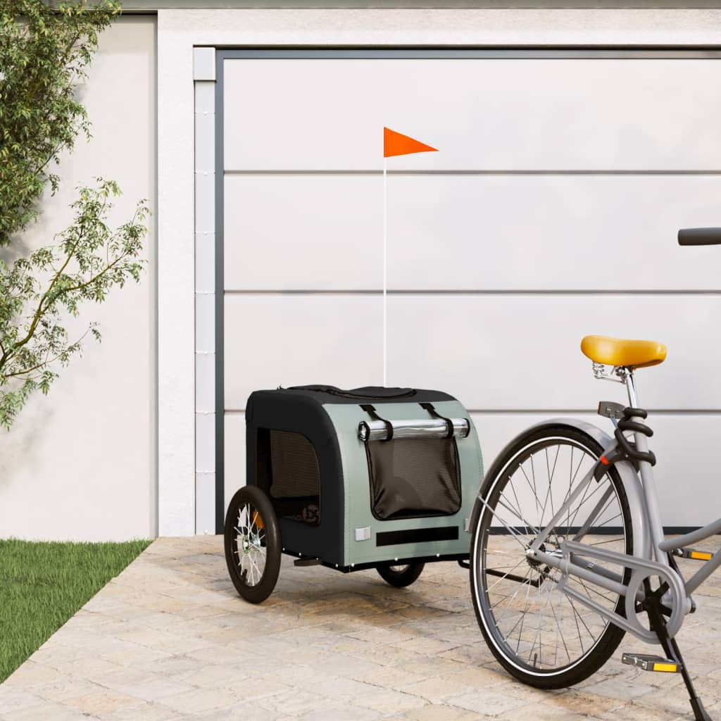 Pet Bike Trailer with Storage and Grey Width 125 cm Black and grey 66 cm 64 cm